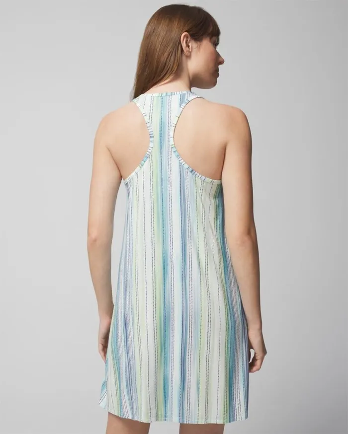 Soma Cool Nights Tank Sleepshirt Dreamland Stripe Blue Women Sleepshirts