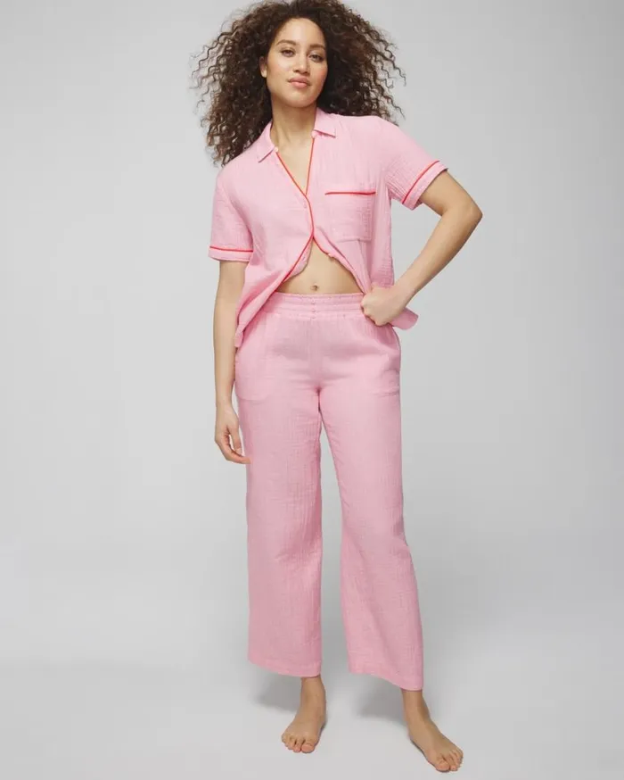 Soma Cotton Gauze Pants Crossdye Make Me Blush Women Matching Sets and Separates