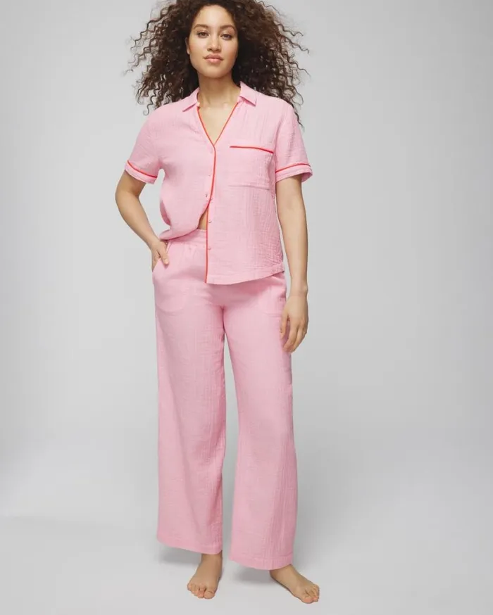 Soma Cotton Gauze Pants Crossdye Make Me Blush Women Matching Sets and Separates
