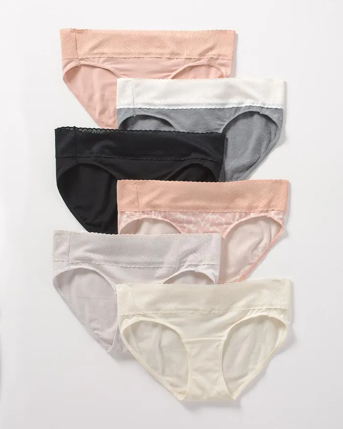 Soma Cotton Modal Lace Hipster 6 Pack Blended Animal Hush Mltpk Women Panties