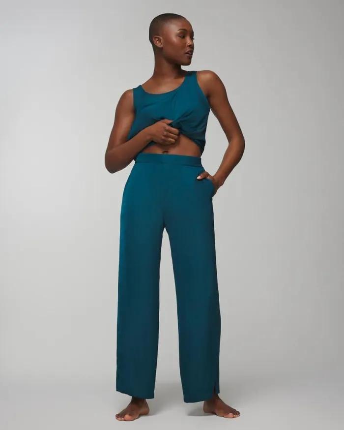 Soma Crinkle Satin Ankle Pants Dark Harbour Women Matching Sets and Separates