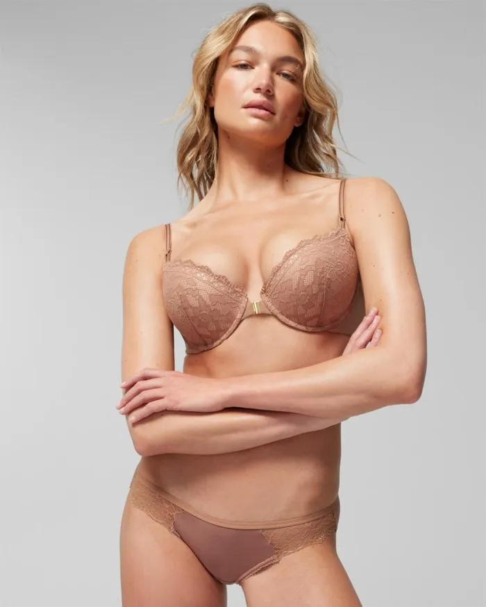 Soma Embraceable FrontClose Pushup Bra With Lace Warm Sienna Women Bras