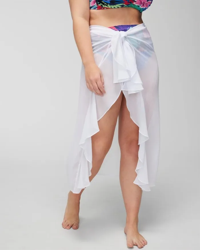 Soma Gypset Chiffon Ruffle Pareo White Women Swim
