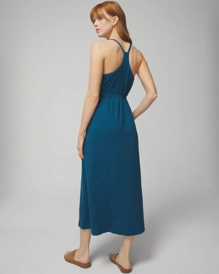 Soma Linen Jersey Midi Bra Dress Timeless Blue Women Midi Dresses