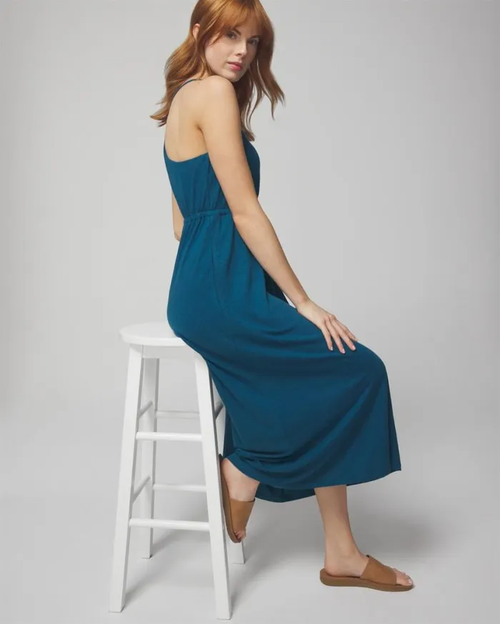 Soma Linen Jersey Midi Bra Dress Timeless Blue Women Midi Dresses