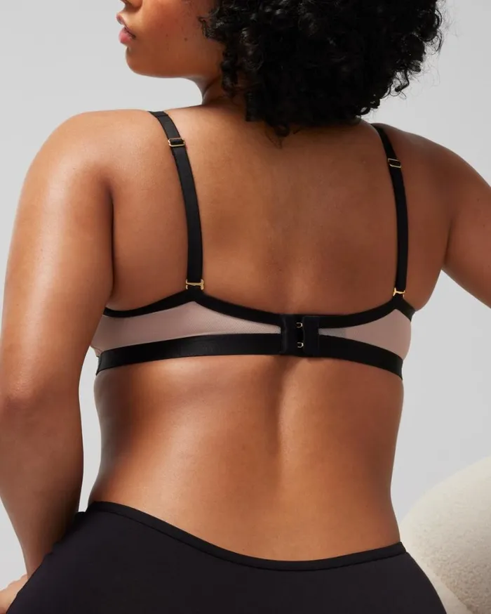 Soma Linework Embroidered Unlined Balconette Bra Blackhush Women Bras