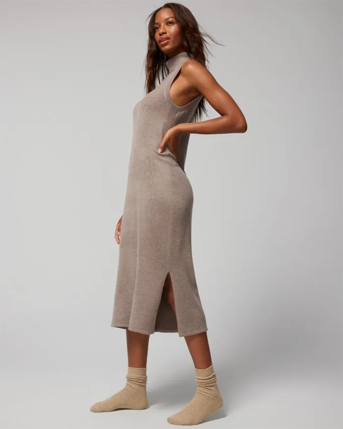 Soma Luxe Soft Sweater Midi Dress Heather Fawn Women Midi Dresses