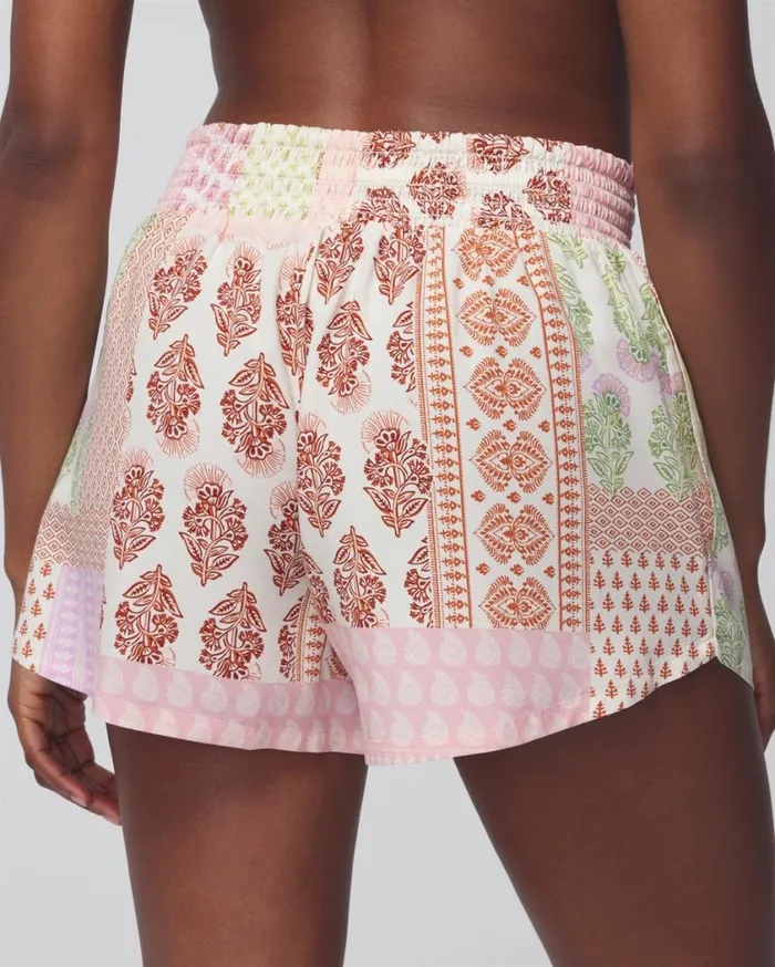 Soma Rayon Challis Shorts Perfect Patchwork White S Women Matching Sets and Separates