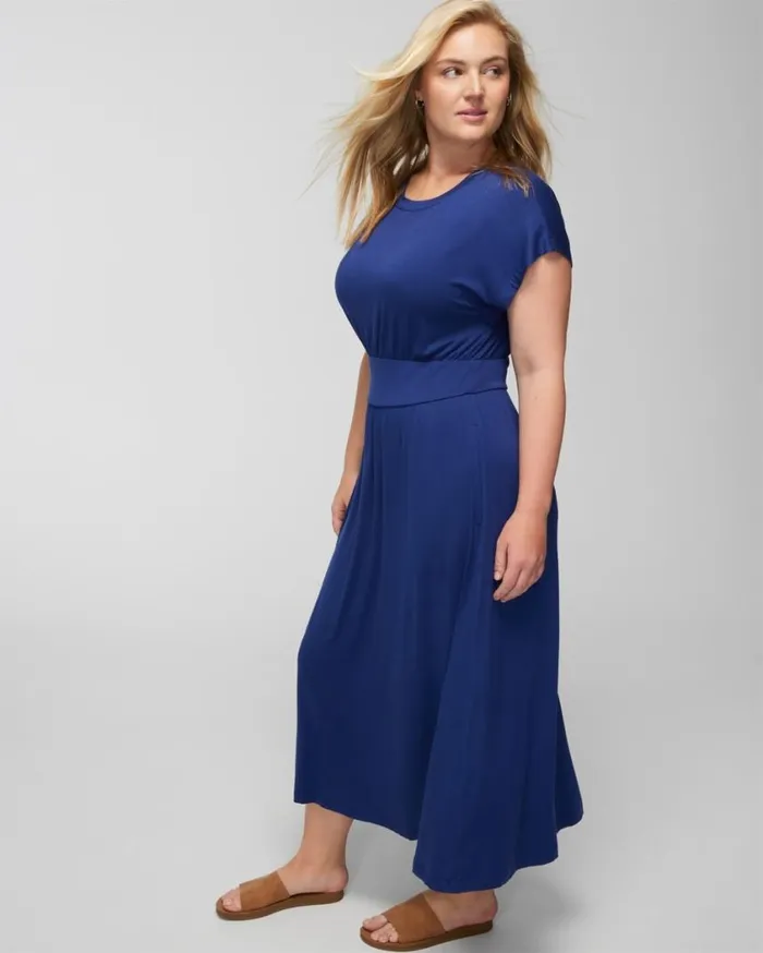 Soma Soft Jersey Classic Crewneck Midi Bra Dress True Blue Women Midi Dresses