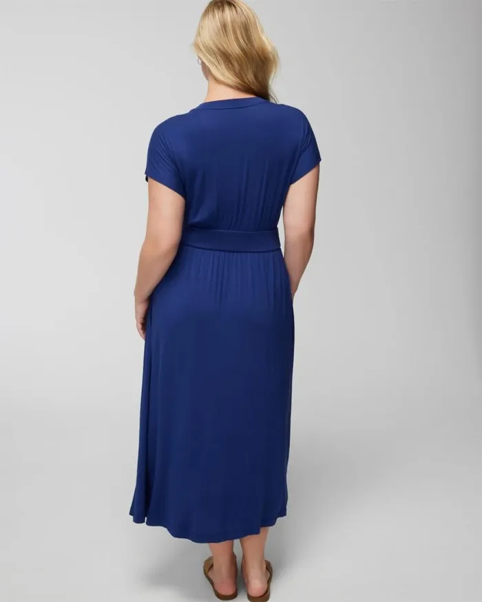 Soma Soft Jersey Classic Crewneck Midi Bra Dress True Blue Women Midi Dresses