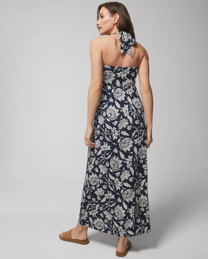 Soma Soft Jersey Halter Maxi Bra Dress Floral Batik Timeless Women Long Dresses