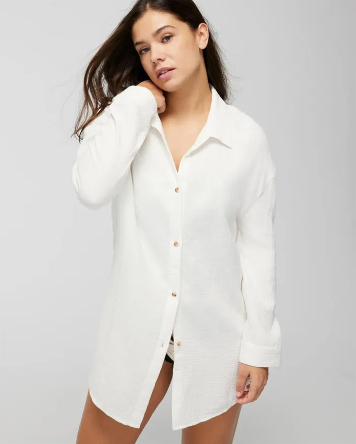 Soma Soma Swim ButtonUp CoverUp Coconut Women Swim