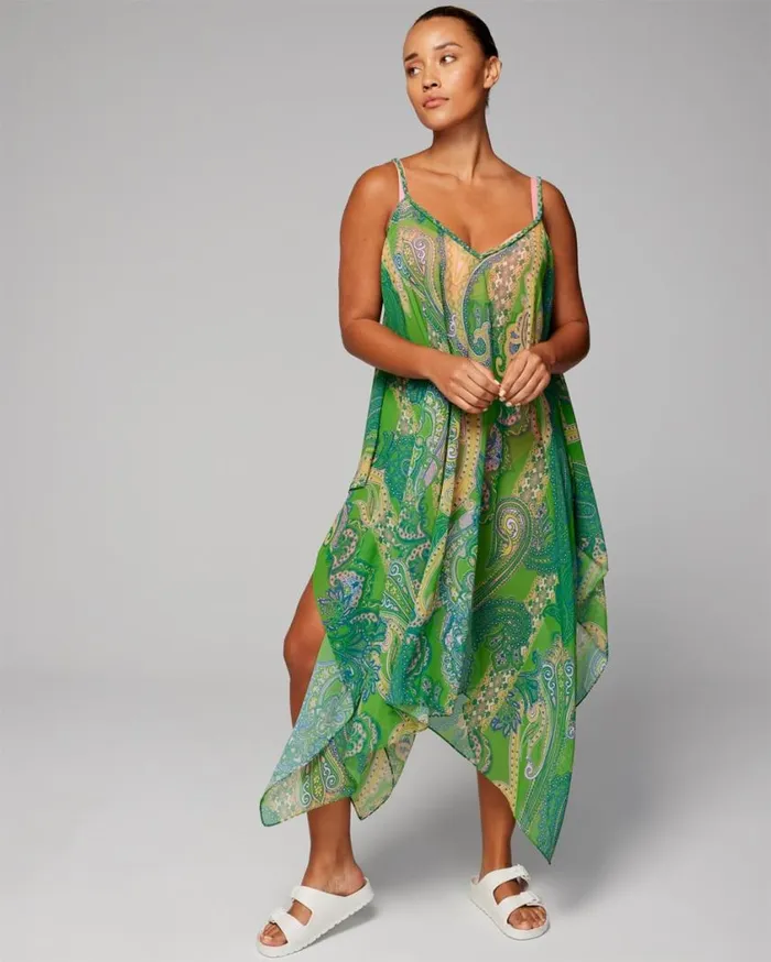 Soma Soma Swim Chiffon ScarfHem CoverUp Ornamental Paisley G Grn Women Swim