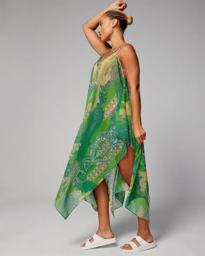 Soma Soma Swim Chiffon ScarfHem CoverUp Ornamental Paisley G Grn Women Swim