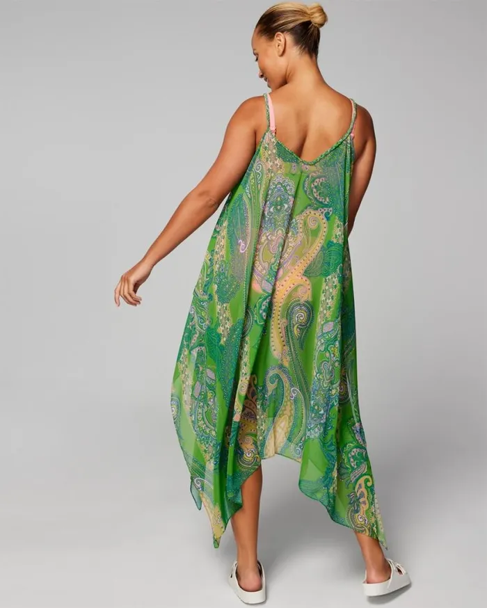 Soma Soma Swim Chiffon ScarfHem CoverUp Ornamental Paisley G Grn Women Swim