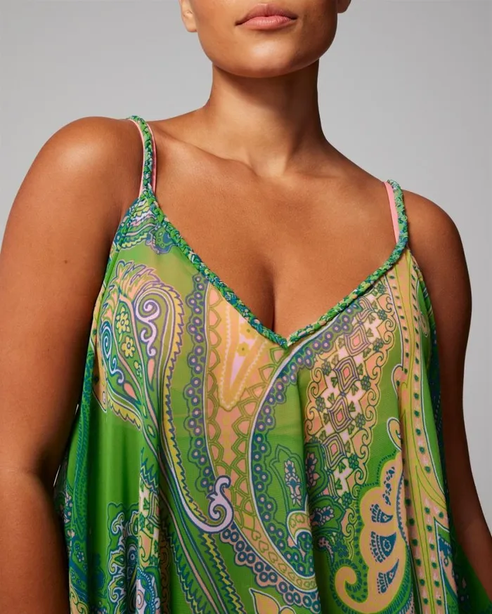 Soma Soma Swim Chiffon ScarfHem CoverUp Ornamental Paisley G Grn Women Swim
