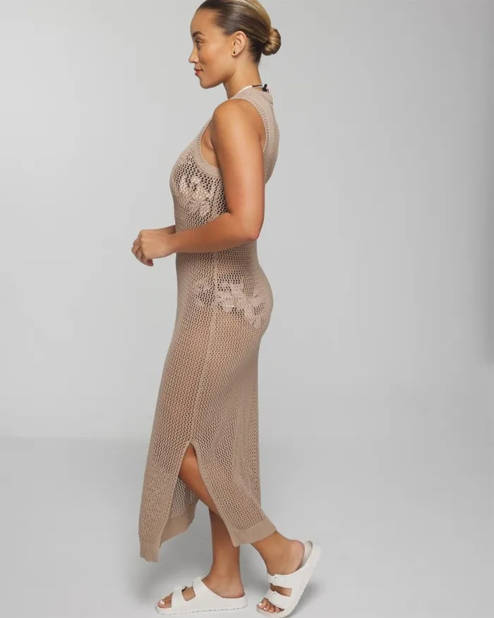Soma Soma Swim Cotton CrochetStyle Maxi CoverUp Neutral Women Swim