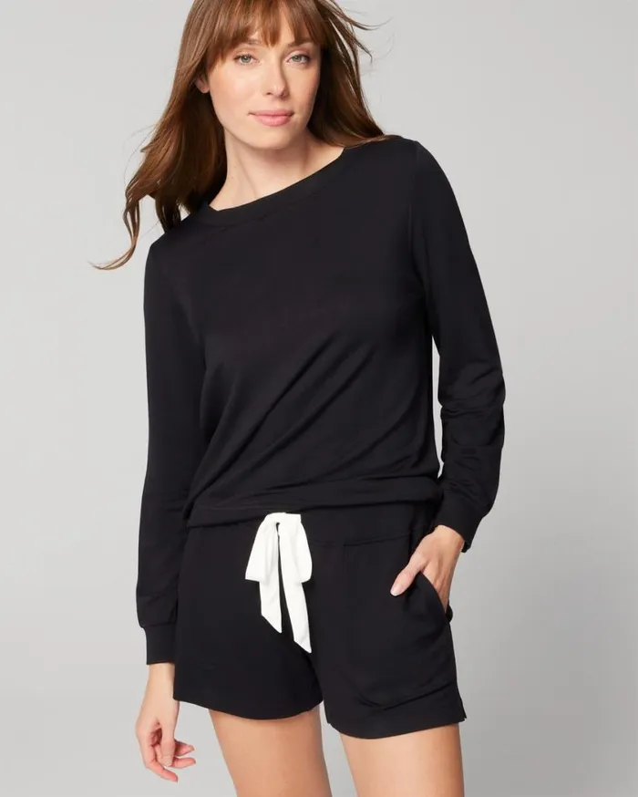 Soma Sunday LongSleeve Shorts Set Skip A Beat Navy Women Matching Sets and Separates