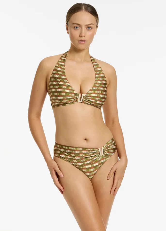 Sorella Geo DDD Halter Bikini Top Moss Women JETS Australia Halter Bikini Tops