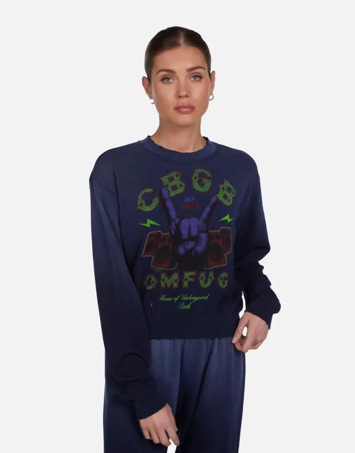 Spalding CBGB Rock Hand Dark Navy Ombre Women039s Lauren Moshi Long Sleeve