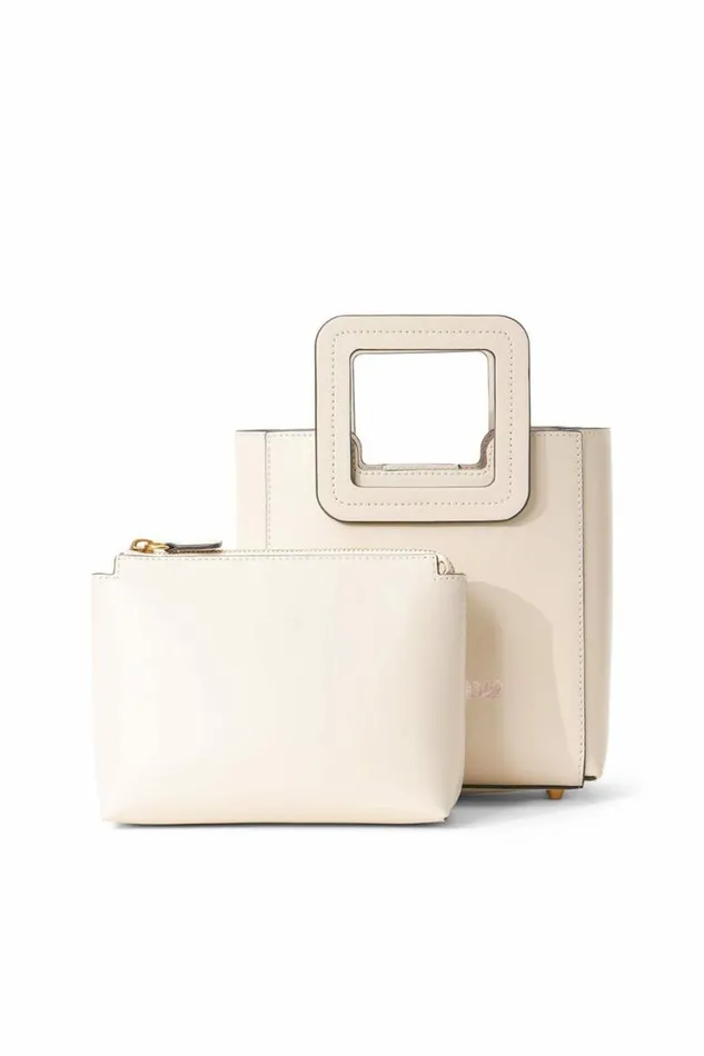 STAUD Custom Handbags CUSTOM MINI SHIRLEY LEATHER BAG Cream 8211 Women