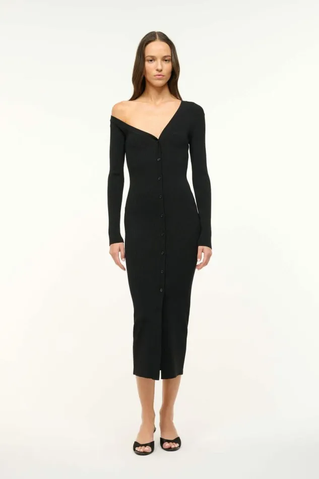STAUD Dresses CRAFTSMAN SWEATER DRESS Black 8211 Women