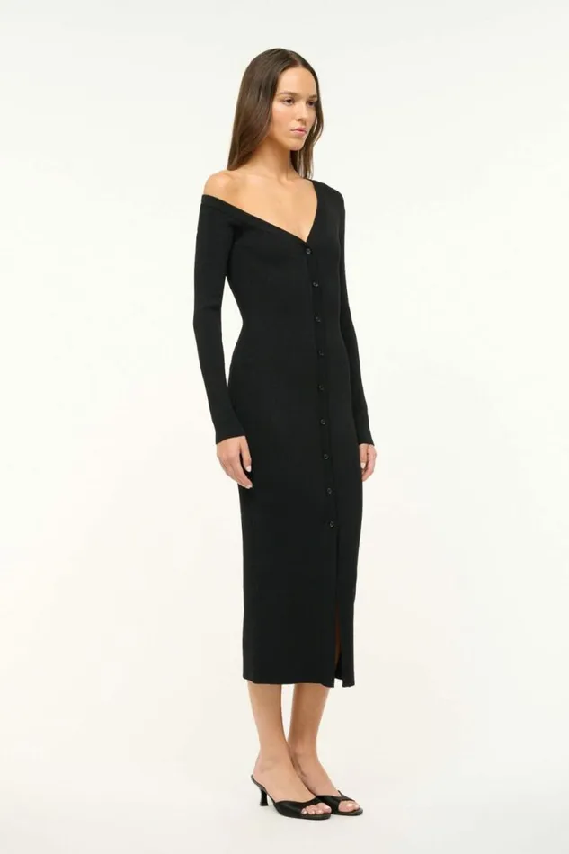STAUD Dresses CRAFTSMAN SWEATER DRESS Black 8211 Women STAUD Dresses CRAFTSMAN SWEATER DRESS Black 8211 Women