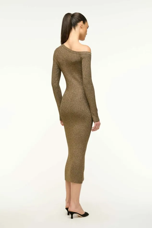 STAUD Dresses CRAFTSMAN SWEATER DRESS Metallic Gold 8211 Women STAUD Dresses CRAFTSMAN SWEATER DRESS Metallic Gold 8211 Women