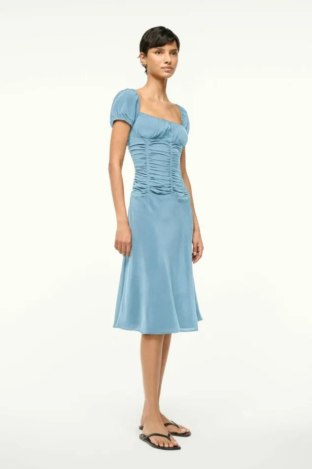 STAUD Dresses ELBA SILK DRESS Slate Blue 8211 Women