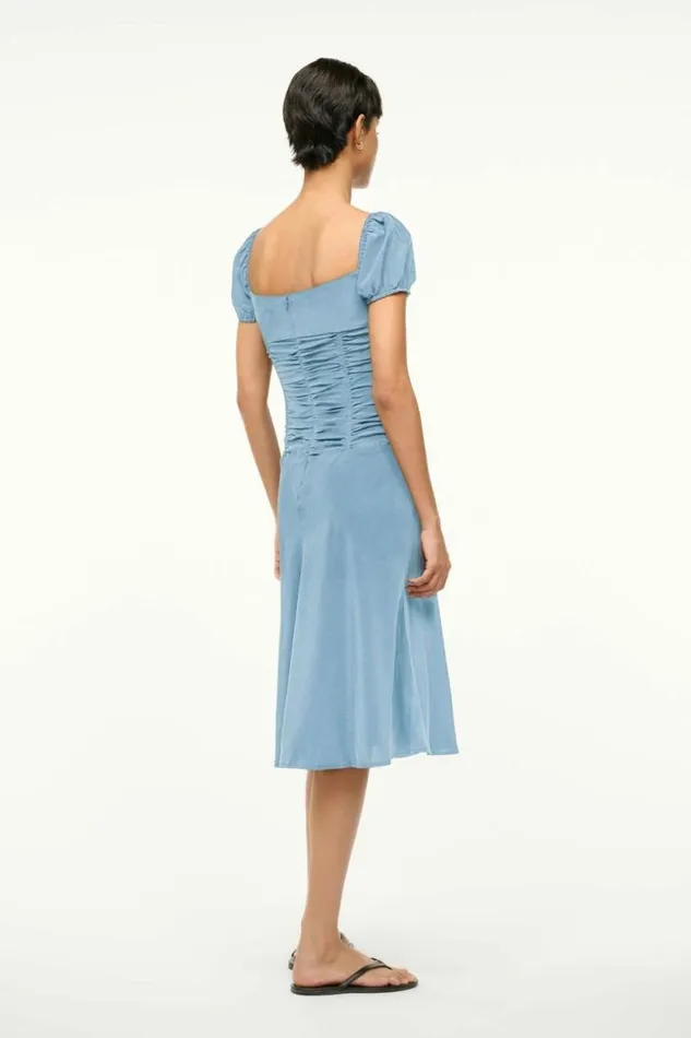 STAUD Dresses ELBA SILK DRESS Slate Blue 8211 Women