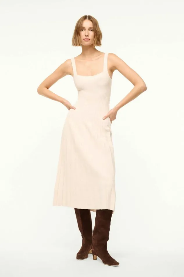 STAUD Dresses ELLISON DRESS Ecru 8211 Women