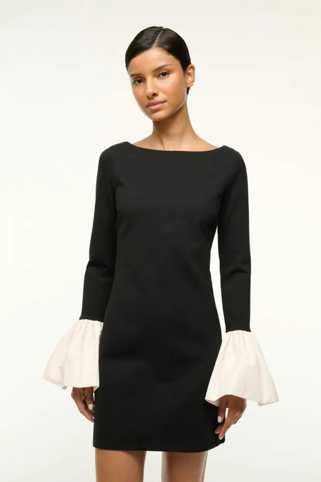 STAUD Dresses HAWTHORNE DRESS Black Ivory 8211 Women STAUD Dresses HAWTHORNE DRESS Black Ivory 8211 Women
