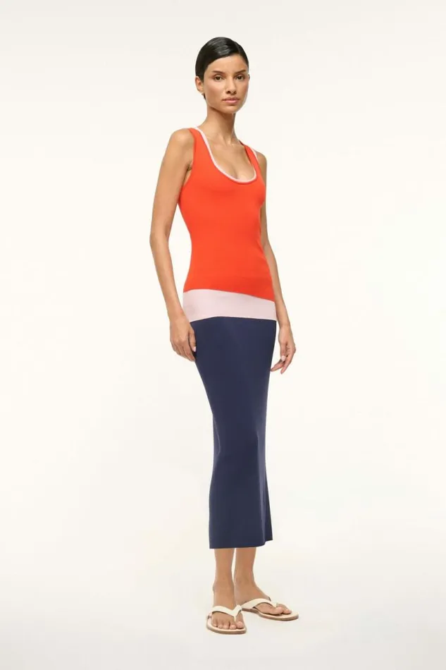 STAUD Dresses HERMOSA DRESS Cayenne Navy Carnation 8211 Women STAUD Dresses HERMOSA DRESS Cayenne Navy Carnation 8211 Women