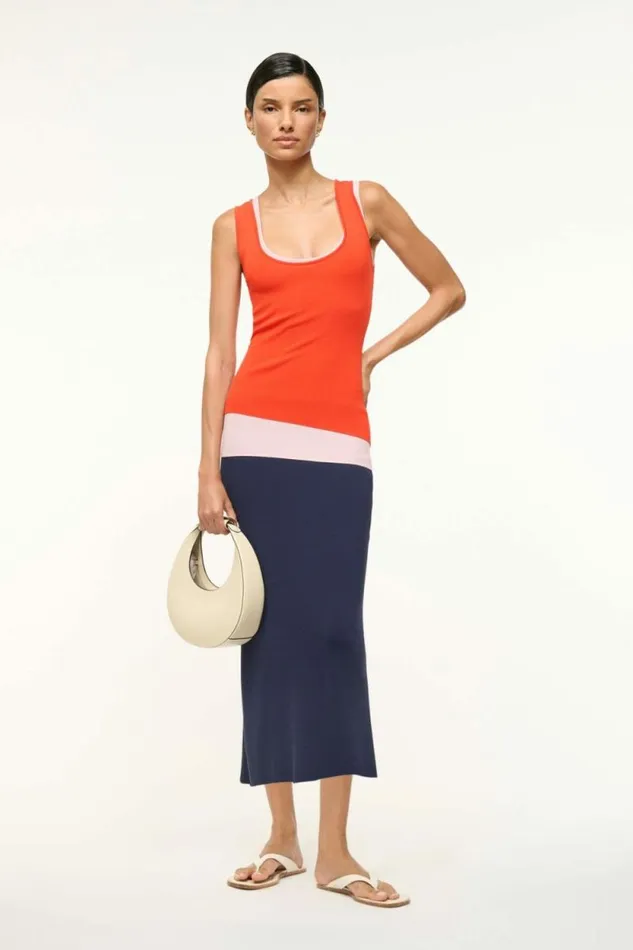 STAUD Dresses HERMOSA DRESS Cayenne Navy Carnation 8211 Women STAUD Dresses HERMOSA DRESS Cayenne Navy Carnation 8211 Women