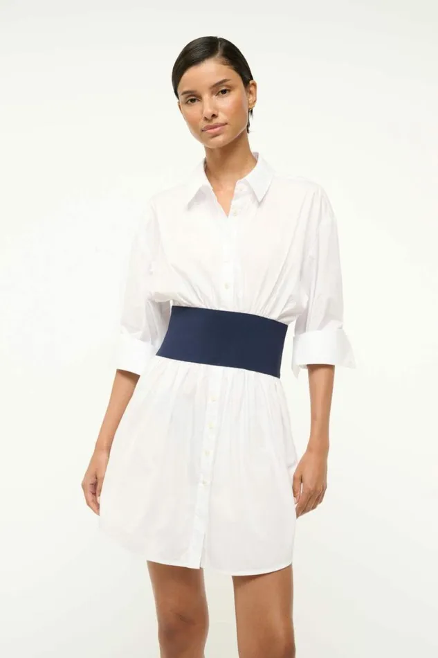STAUD Dresses MICHELLE DRESS White Navy 8211 Women STAUD Dresses MICHELLE DRESS White Navy 8211 Women