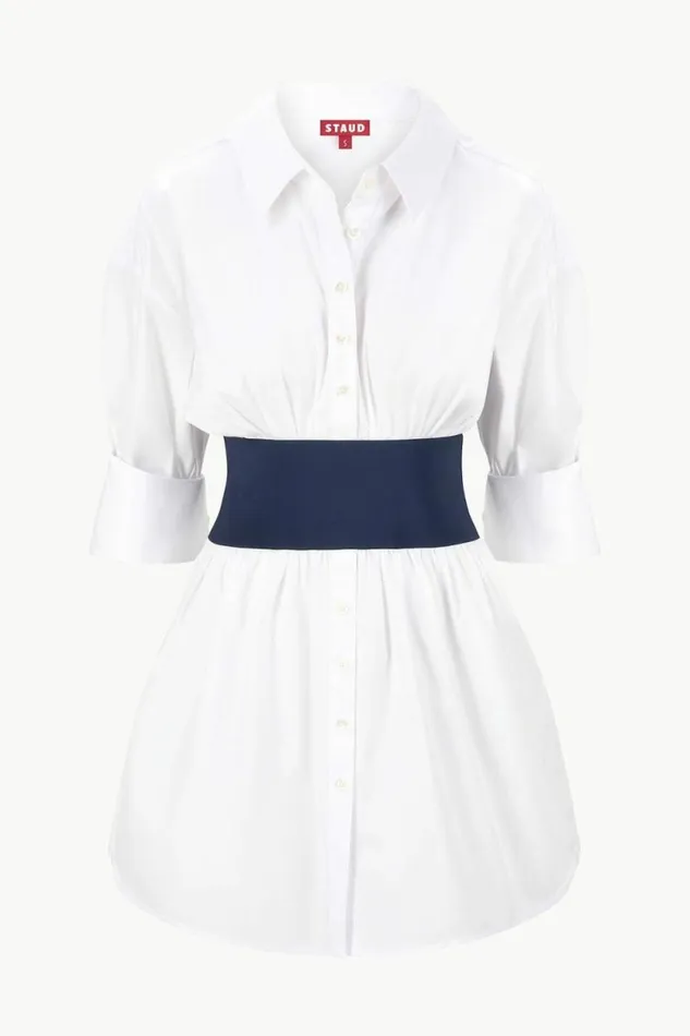 STAUD Dresses MICHELLE DRESS White Navy 8211 Women STAUD Dresses MICHELLE DRESS White Navy 8211 Women