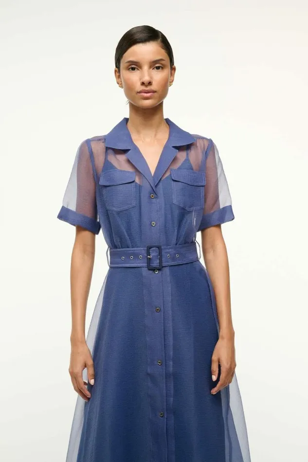 STAUD Dresses MILLIE DRESS Navy Organza 8211 Women STAUD Dresses MILLIE DRESS Navy Organza 8211 Women