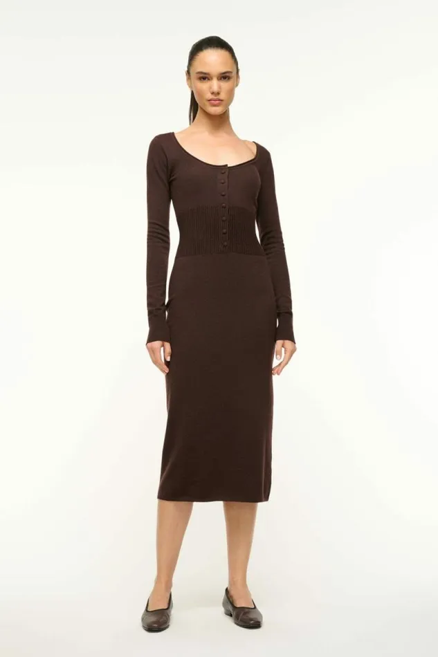 STAUD Dresses SABRINA DRESS Dark Chocolate 8211 Women