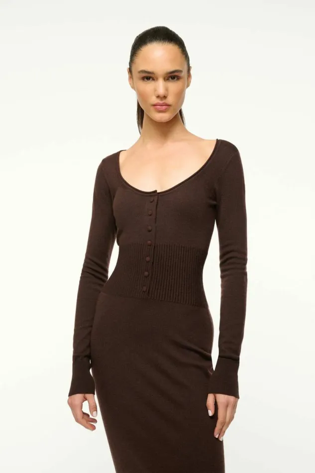 STAUD Dresses SABRINA DRESS Dark Chocolate 8211 Women STAUD Dresses SABRINA DRESS Dark Chocolate 8211 Women