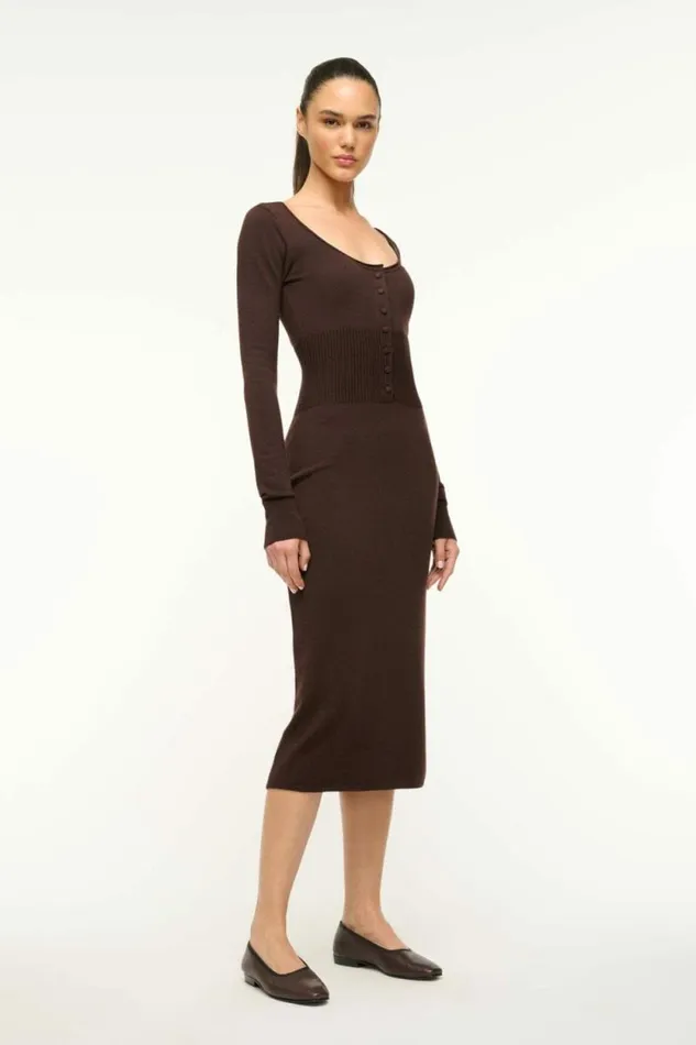 STAUD Dresses SABRINA DRESS Dark Chocolate 8211 Women STAUD Dresses SABRINA DRESS Dark Chocolate 8211 Women