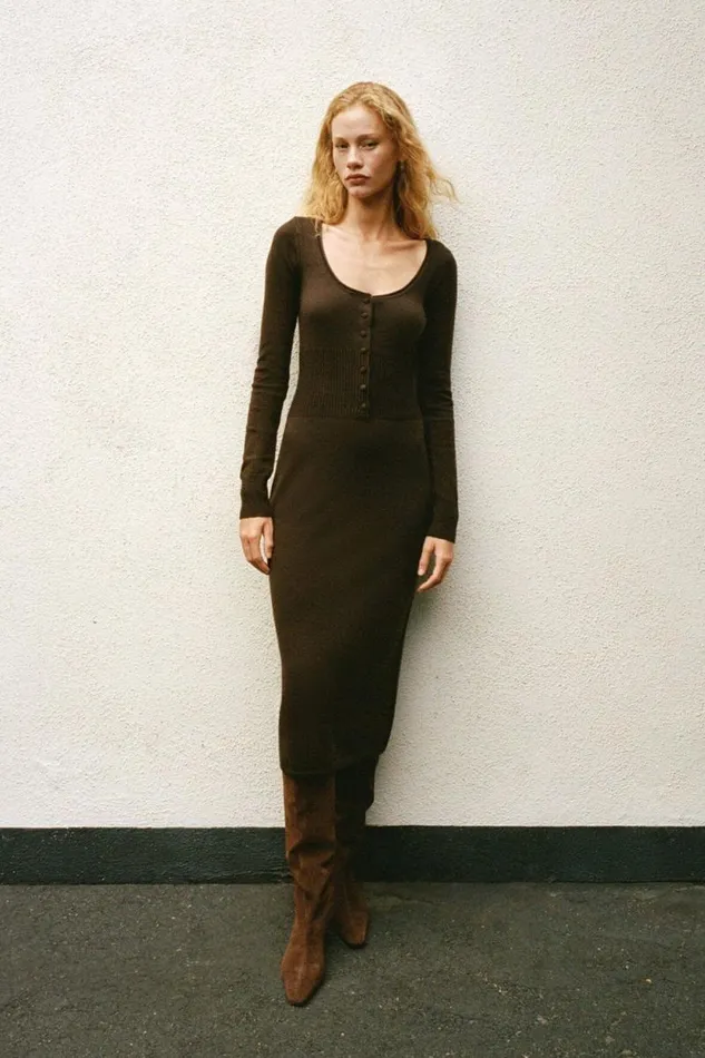 STAUD Dresses SABRINA DRESS Dark Chocolate 8211 Women STAUD Dresses SABRINA DRESS Dark Chocolate 8211 Women