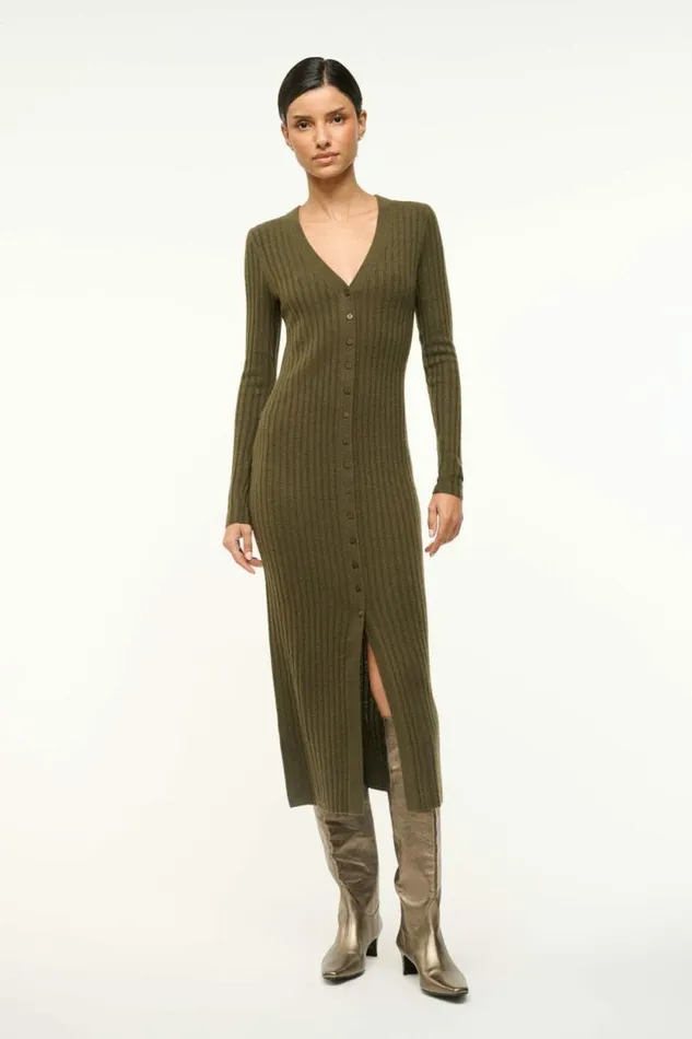 STAUD Dresses SHOKO CASHMERE SWEATER Dark Olive 8211 Women