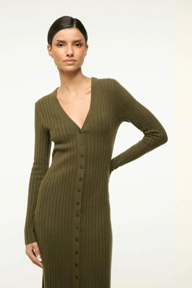 STAUD Dresses SHOKO CASHMERE SWEATER Dark Olive 8211 Women STAUD Dresses SHOKO CASHMERE SWEATER Dark Olive 8211 Women