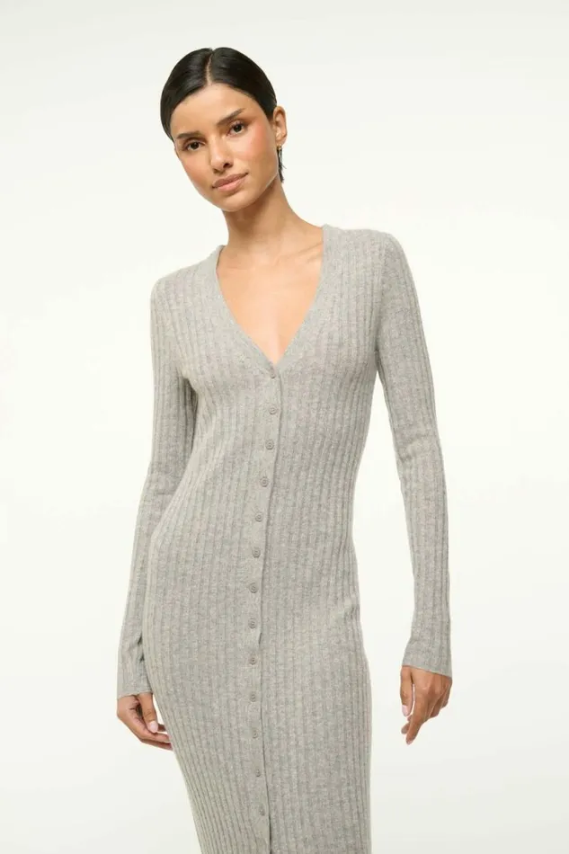 STAUD Dresses SHOKO CASHMERE SWEATER Heather Grey 8211 Women STAUD Dresses SHOKO CASHMERE SWEATER Heather Grey 8211 Women