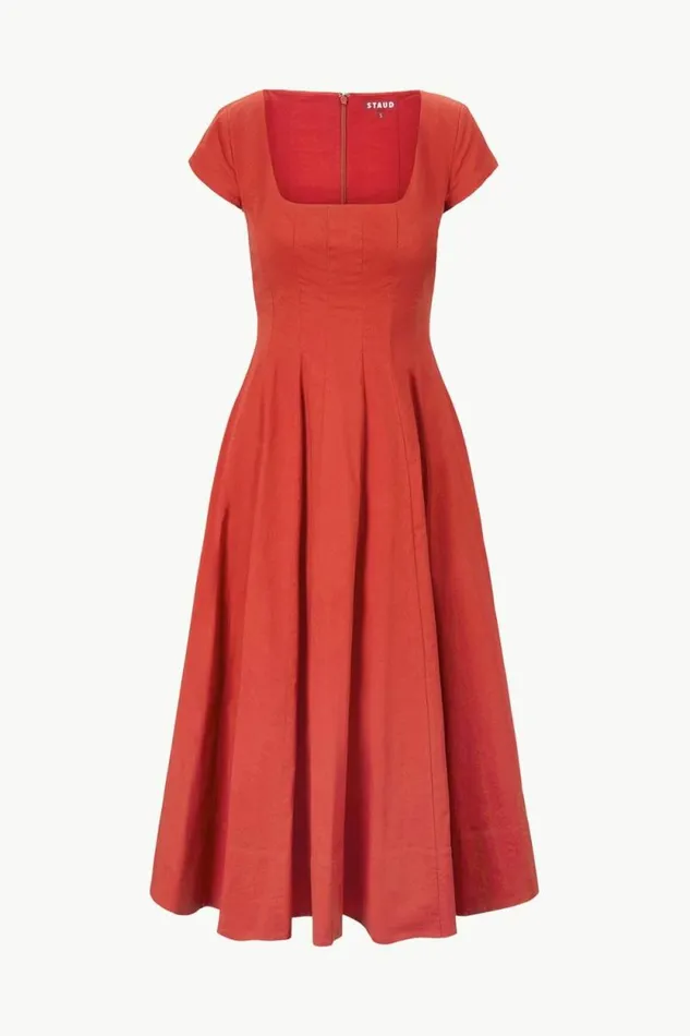 STAUD Dresses SHORT SLEEVE WELLS DRESS Rust 8211 Women STAUD Dresses SHORT SLEEVE WELLS DRESS Rust 8211 Women
