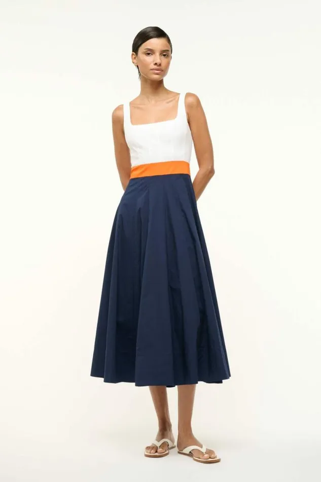 STAUD Dresses WELLS DRESS White Apricot Navy 8211 Women
