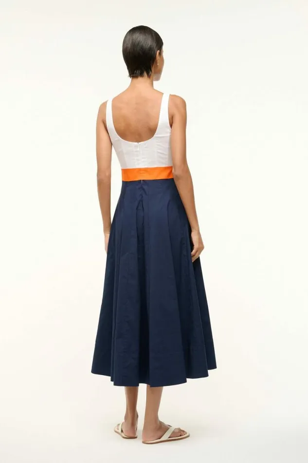 STAUD Dresses WELLS DRESS White Apricot Navy 8211 Women STAUD Dresses WELLS DRESS White Apricot Navy 8211 Women