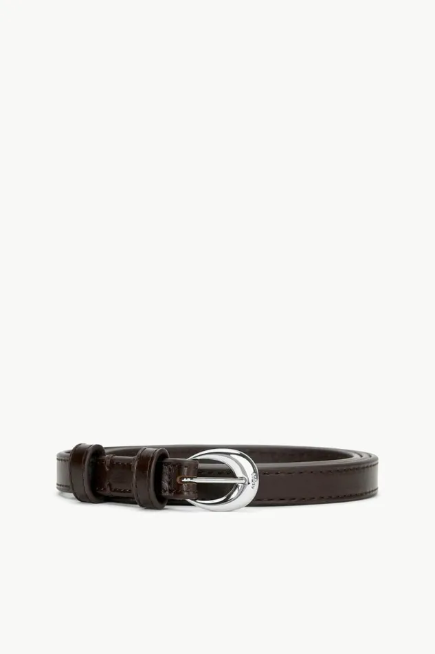 STAUD Essentials SLIM MOON BUCKLE BELT 8211 13MM Mahogany Silver 8211 Women