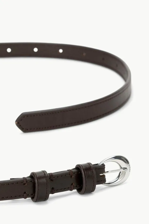 STAUD Essentials SLIM MOON BUCKLE BELT 8211 13MM Mahogany Silver 8211 Women STAUD Essentials SLIM MOON BUCKLE BELT 8211 13MM Mahogany Silver 8211 Women