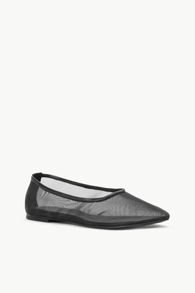 STAUD Mules and Flats ALBA BALLET FLAT Black Mesh 8211 Women